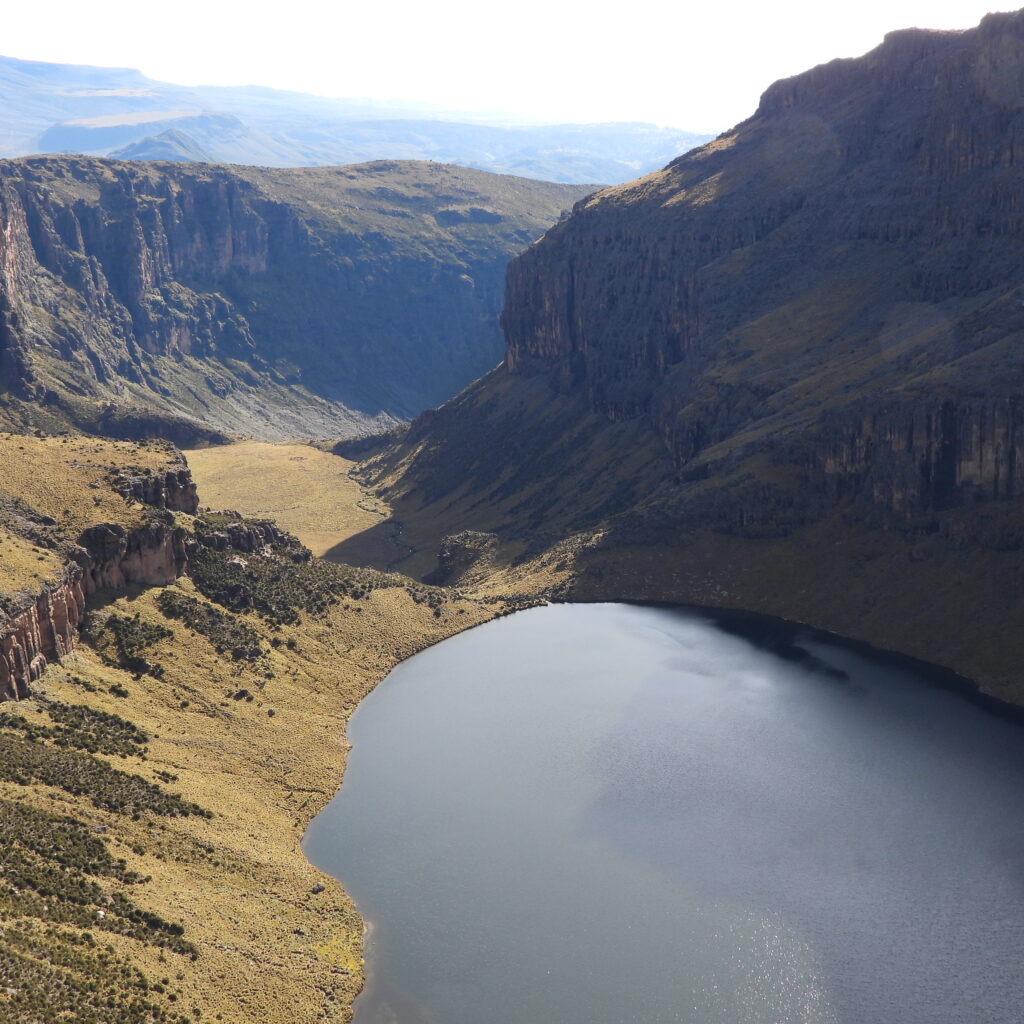 Gorges Valley Mount Kenya trek view from Chogoria Route with dramatic cliffs and Lake Michaelson
