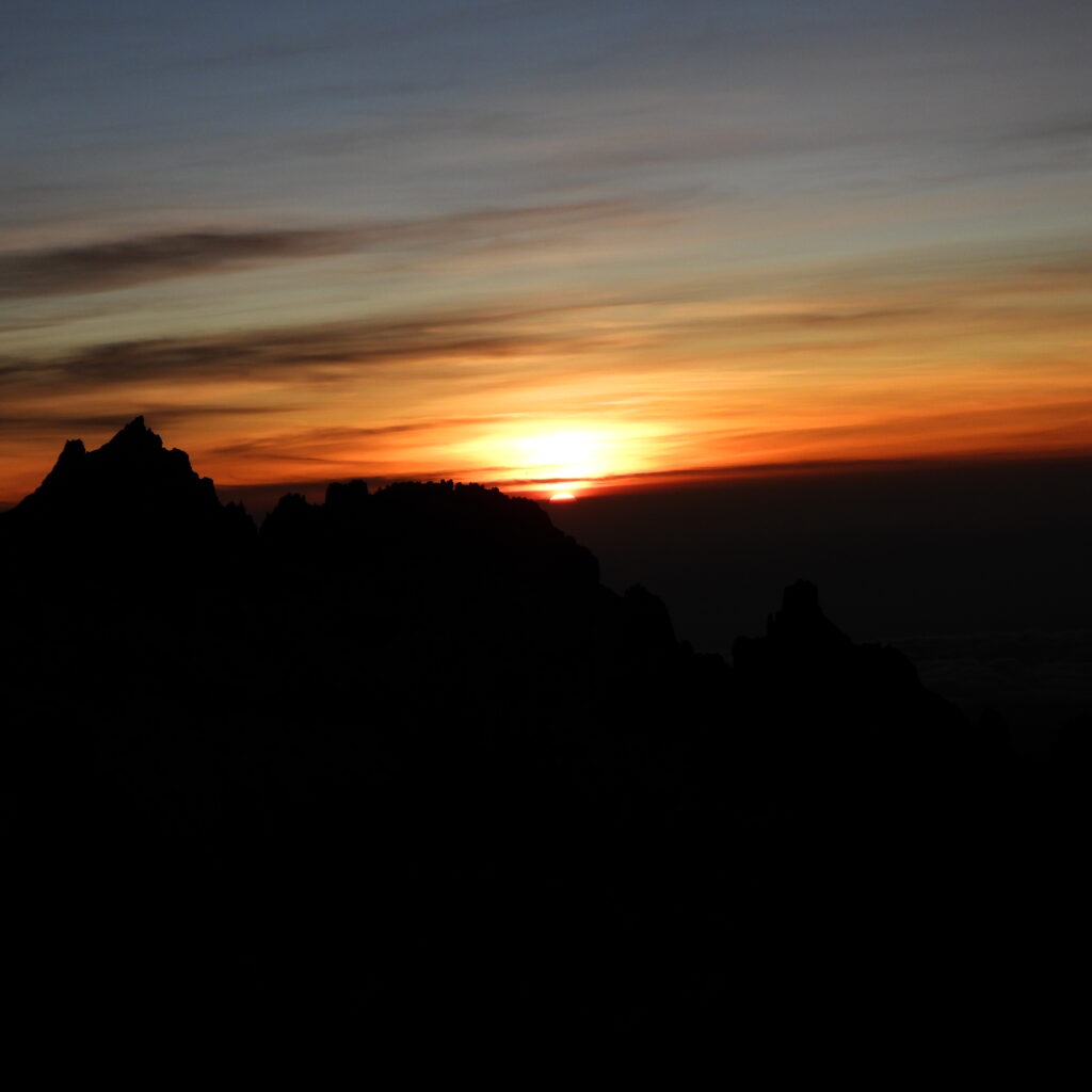 Sunrise from Point Lenana, the third-highest peak on Mount Kenya